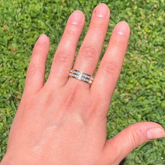 New! “Chelsea” Stainless Steel Studded Crystal Ring - Picture 4 of 6